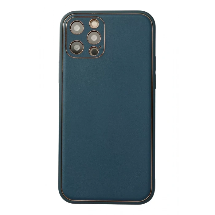 Apple iPhone 12 Pro Max Kılıf Coco Deri Silikon Kapak - Mavi