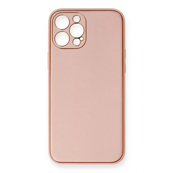 Apple iPhone 12 Pro Max Kılıf Coco Deri Silikon Kapak - Pembe