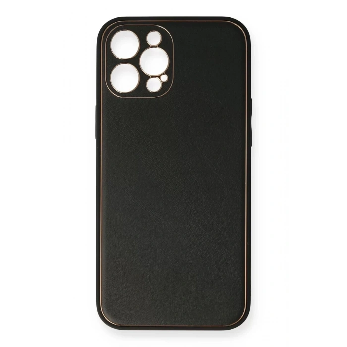 Apple iPhone 12 Pro Max Kılıf Coco Deri Silikon Kapak - Siyah