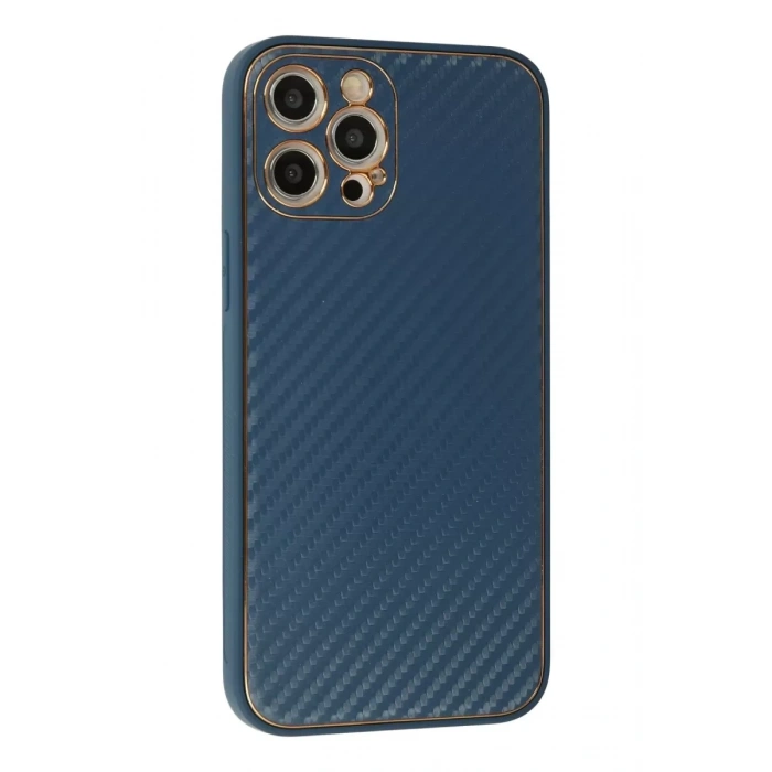 Apple iPhone 12 Pro Max Kılıf Coco Karbon Silikon - Mavi