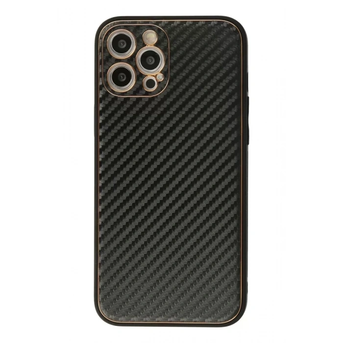 Apple iPhone 12 Pro Max Kılıf Coco Karbon Silikon - Siyah