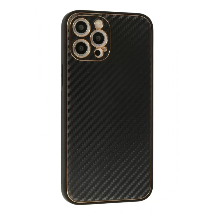 Apple iPhone 12 Pro Max Kılıf Coco Karbon Silikon - Siyah