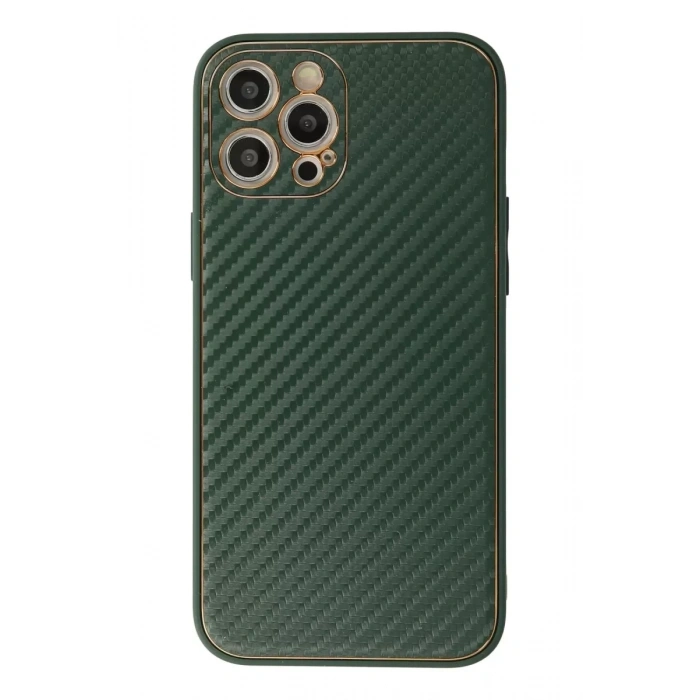Apple iPhone 12 Pro Max Kılıf Coco Karbon Silikon - Yeşil