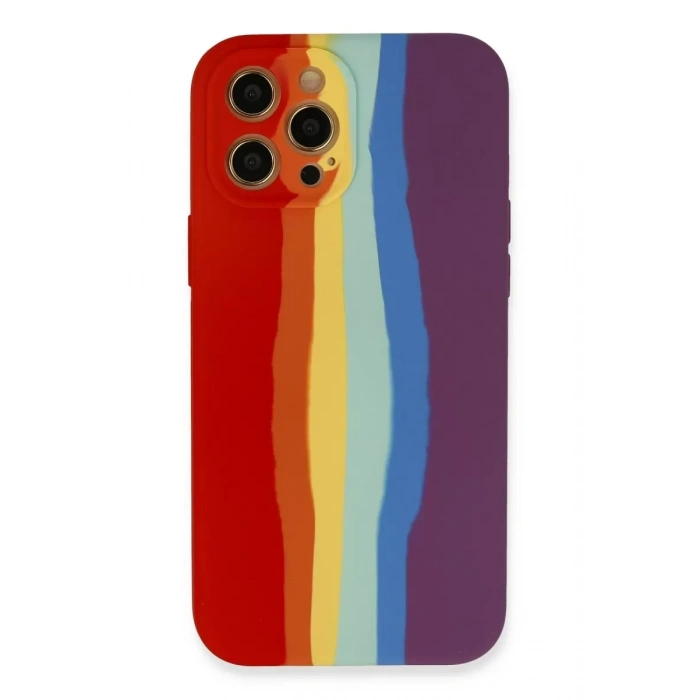 Apple iPhone 12 Pro Max Kılıf Ebruli Lansman Silikon - Kırmızı-Mor