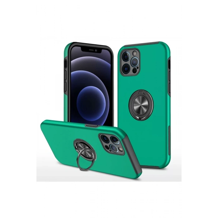Apple iPhone 12 Pro Max Kılıf Elit Yüzüklü Kapak - Yeşil
