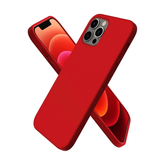 Apple iPhone 12 Pro Max Kılıf First Silikon - Koyu Kırmızı
