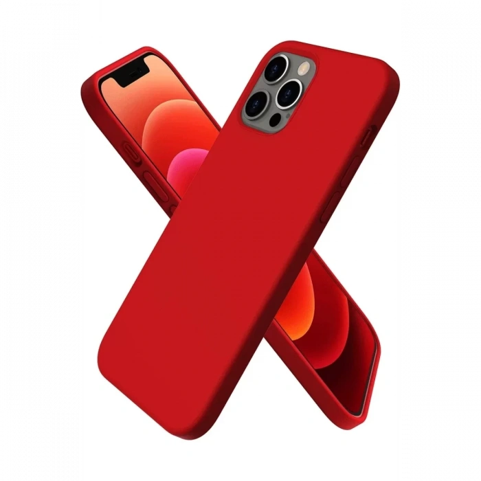 Apple iPhone 12 Pro Max Kılıf First Silikon - Koyu Kırmızı
