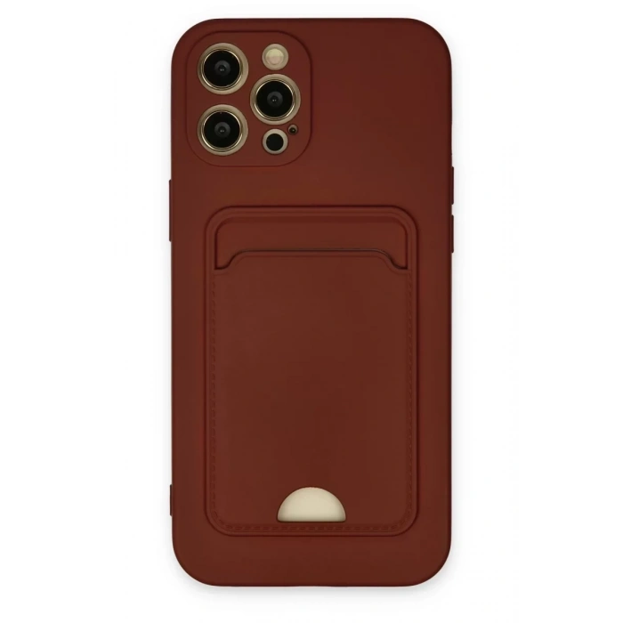 Apple iPhone 12 Pro Max Kılıf Kelvin Kartvizitli Silikon - Bordo