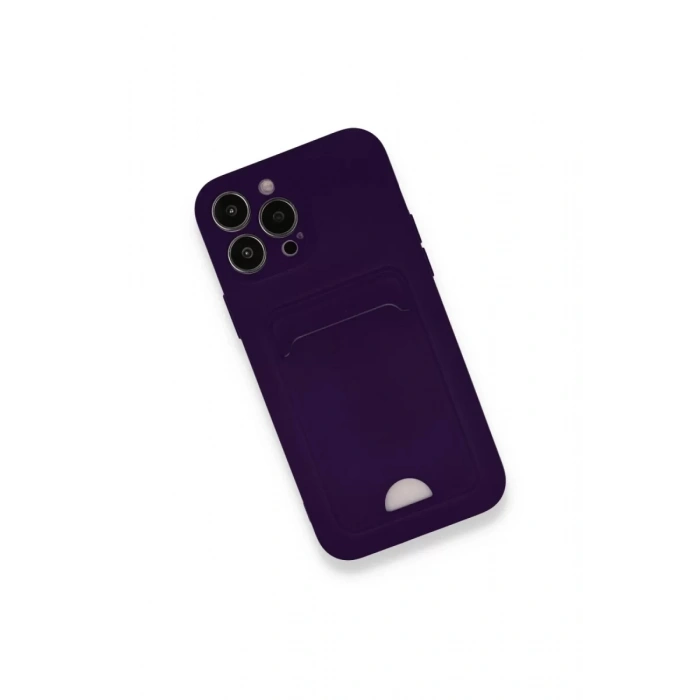 Apple iPhone 12 Pro Max Kılıf Kelvin Kartvizitli Silikon - Derin Mor