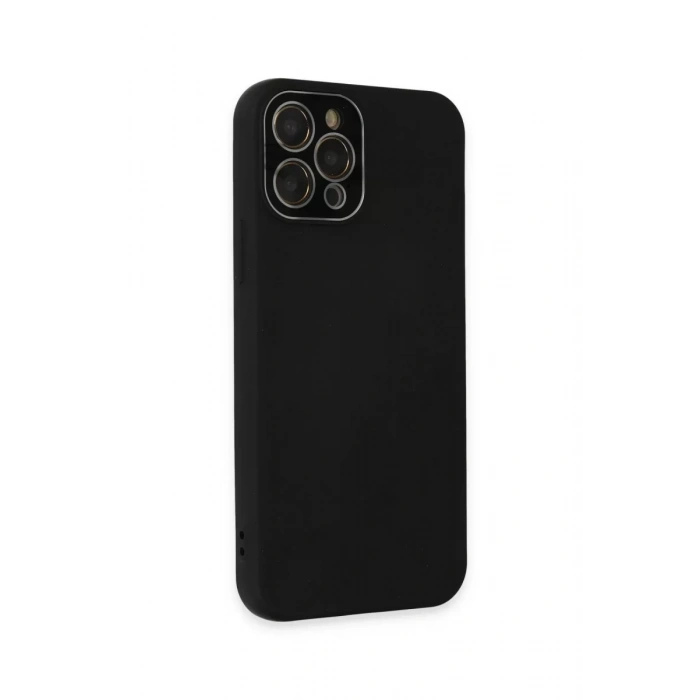Apple iPhone 12 Pro Max Kılıf Lansman Glass Kapak - Siyah