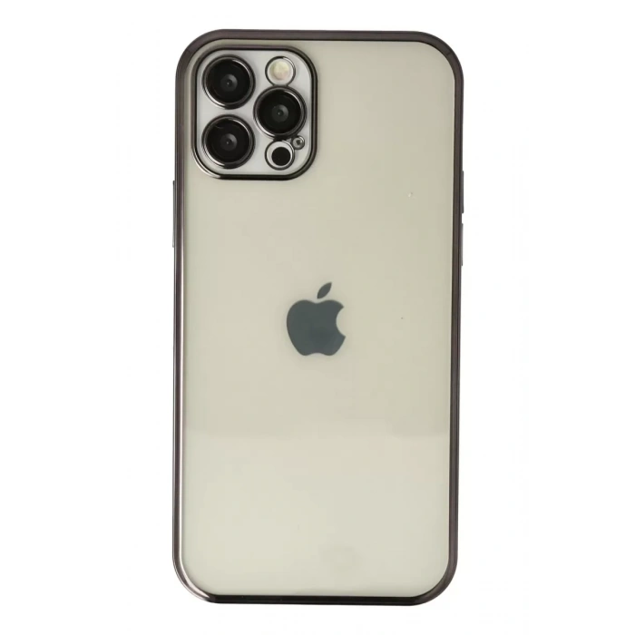 Apple iPhone 12 Pro Max Kılıf Lensli Silikon - Siyah