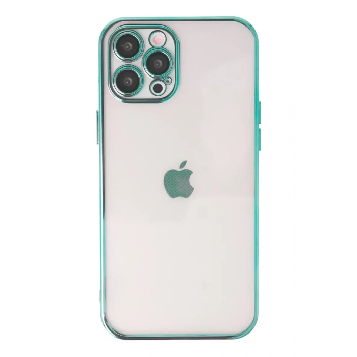 Apple iPhone 12 Pro Max Kılıf Lensli Silikon - Yeşil
