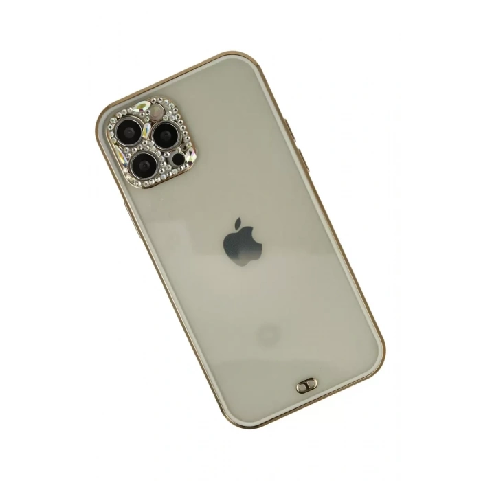 Apple iPhone 12 Pro Max Kılıf Liva Taşlı Silikon - Beyaz