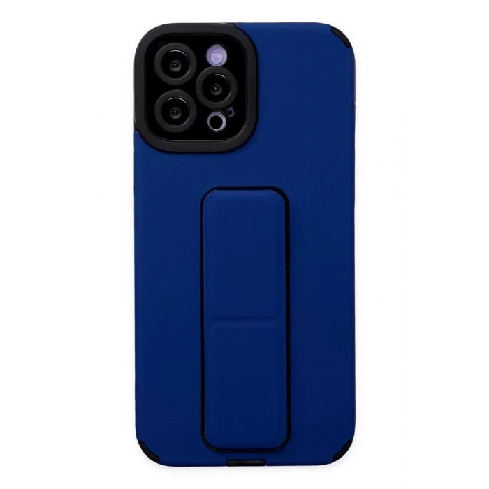 Apple iPhone 12 Pro Max Kılıf Mega Standlı Silikon - Mavi