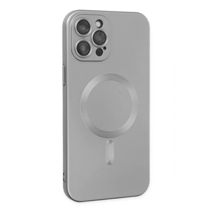 Apple iPhone 12 Pro Max Kılıf Moshi Lens Magneticsafe Silikon - Gümüş