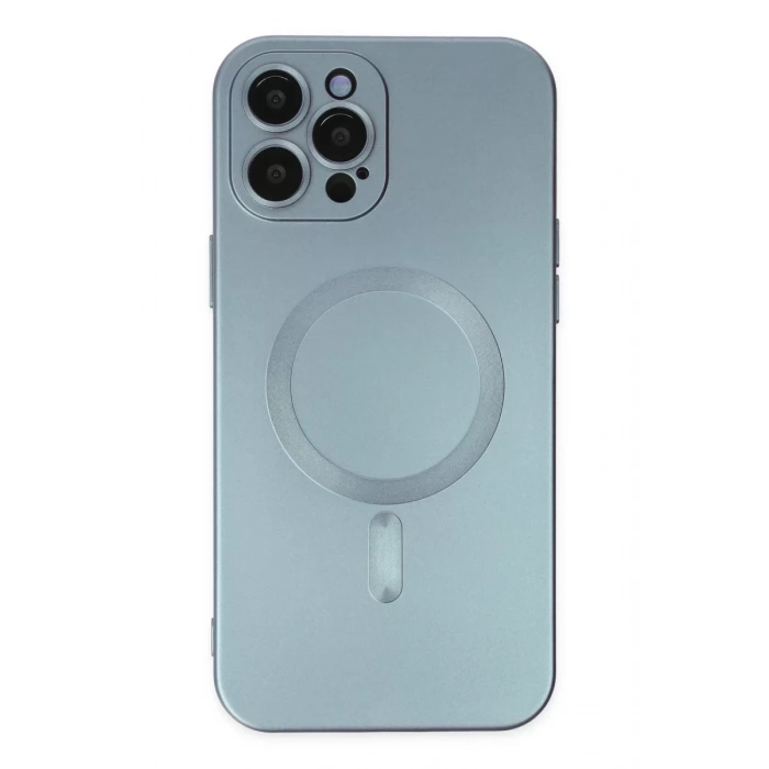 Apple iPhone 12 Pro Max Kılıf Moshi Lens Magneticsafe Silikon - Sierra Blue