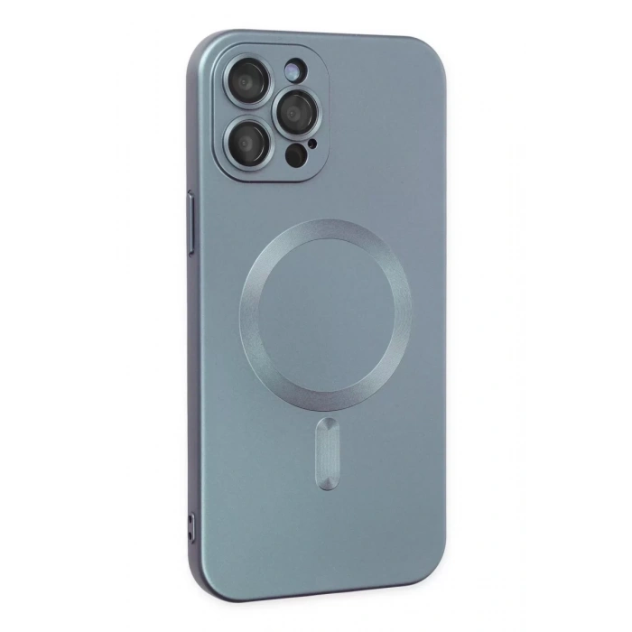Apple iPhone 12 Pro Max Kılıf Moshi Lens Magneticsafe Silikon - Sierra Blue