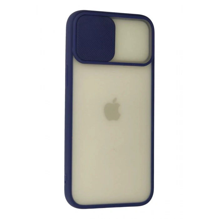 Apple iPhone 12 Pro Max Kılıf Palm Buzlu Kamera Sürgülü Silikon - Lacivert