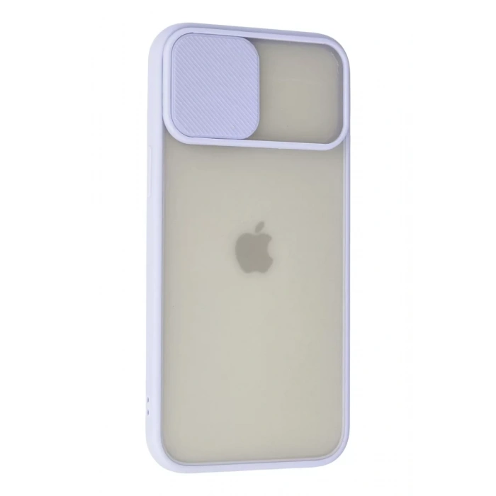 Apple iPhone 12 Pro Max Kılıf Palm Buzlu Kamera Sürgülü Silikon - Lila