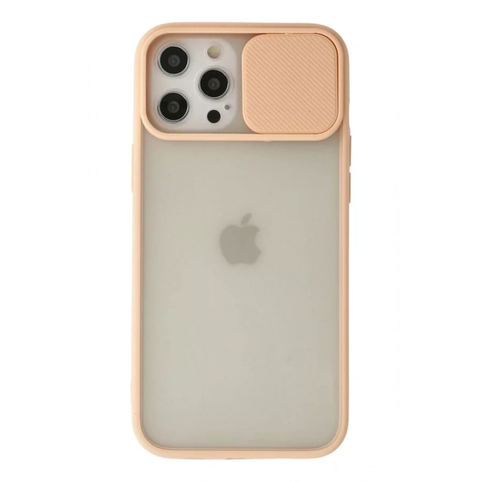 Apple iPhone 12 Pro Max Kılıf Palm Buzlu Kamera Sürgülü Silikon - Pembe