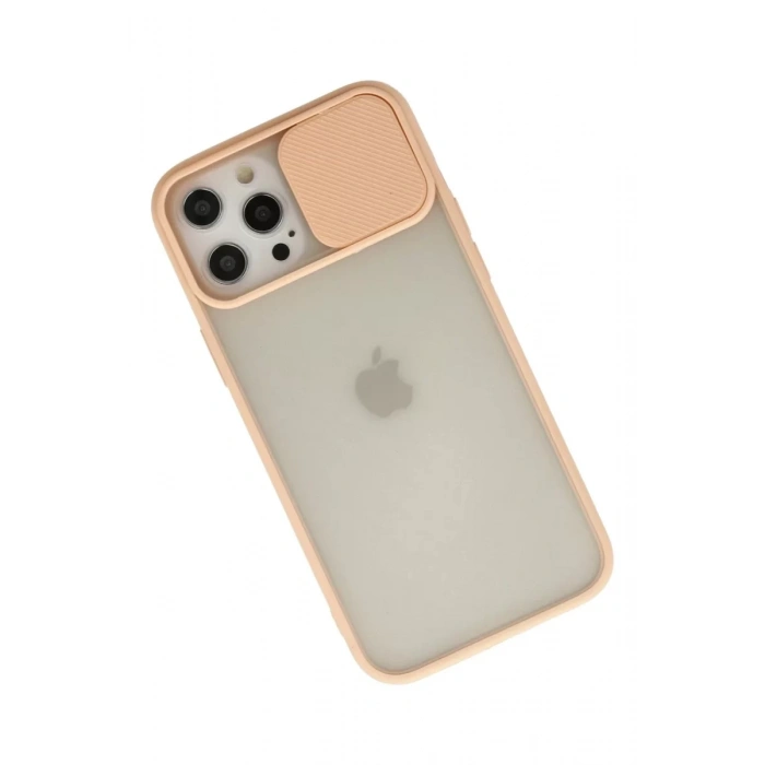Apple iPhone 12 Pro Max Kılıf Palm Buzlu Kamera Sürgülü Silikon - Pembe
