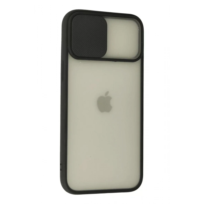 Apple iPhone 12 Pro Max Kılıf Palm Buzlu Kamera Sürgülü Silikon - Siyah