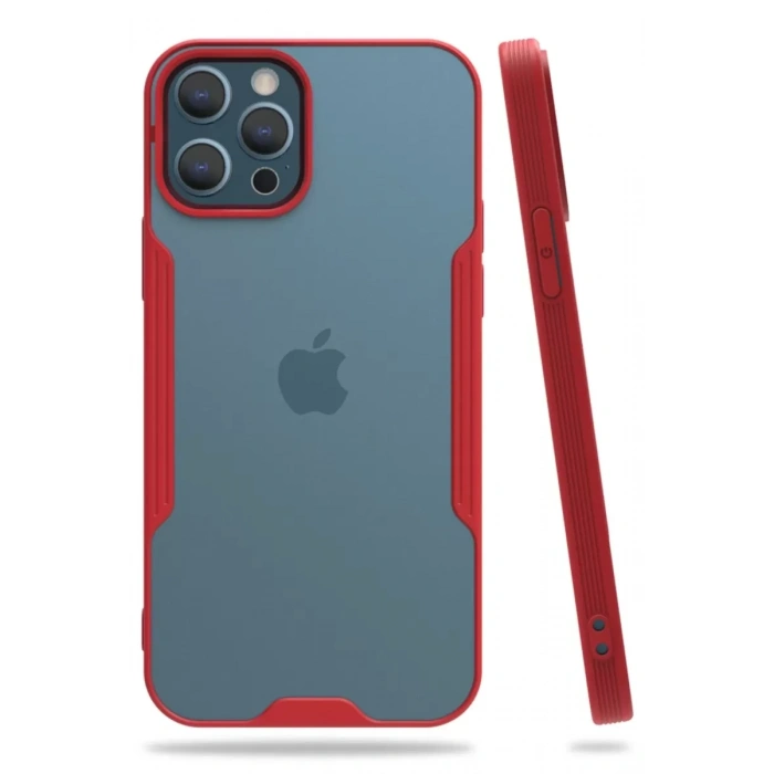 Apple iPhone 12 Pro Max Kılıf Platin Silikon - Kırmızı