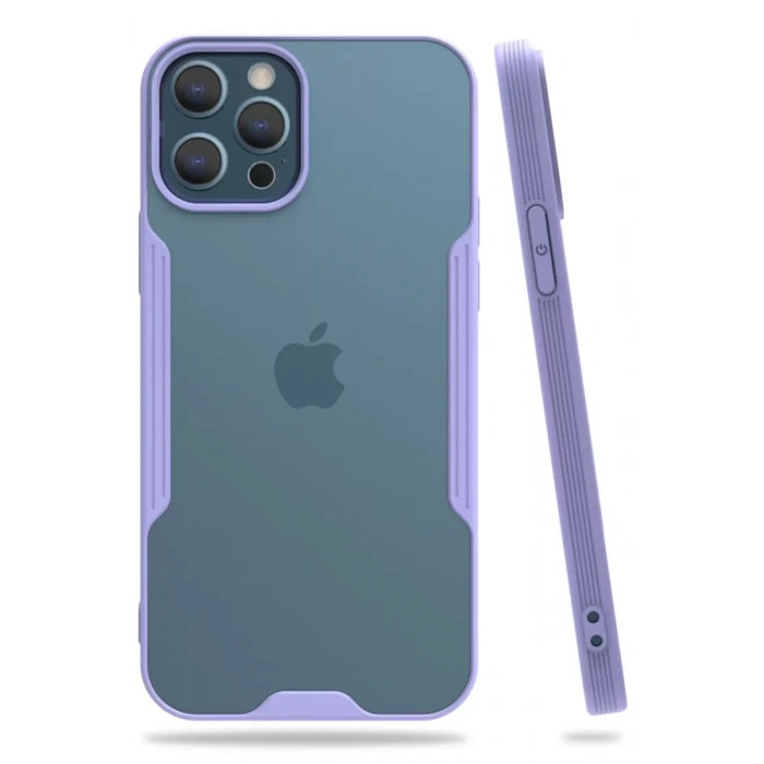 Apple iPhone 12 Pro Max Kılıf Platin Silikon - Lila