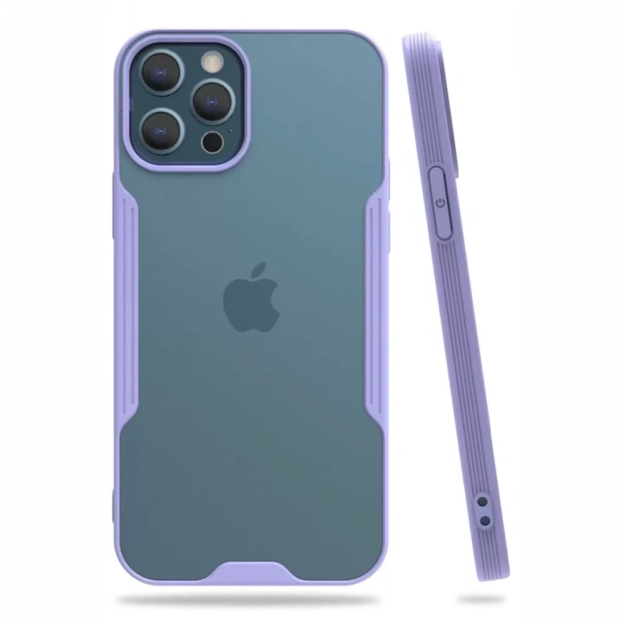 Apple iPhone 12 Pro Max Kılıf Platin Silikon - Lila