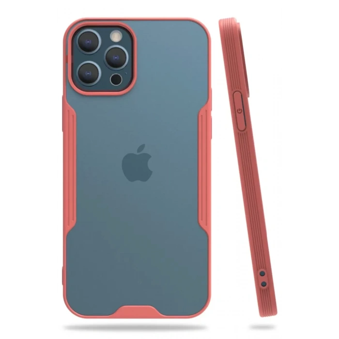 Apple iPhone 12 Pro Max Kılıf Platin Silikon - Pembe