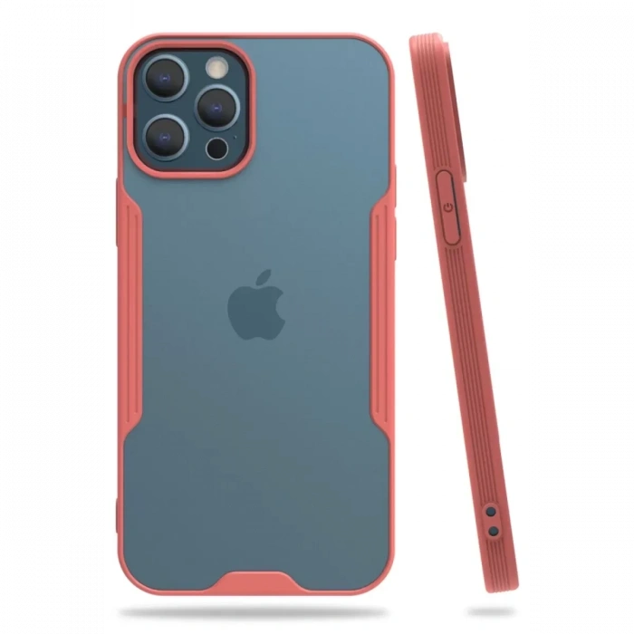 Apple iPhone 12 Pro Max Kılıf Platin Silikon - Pembe