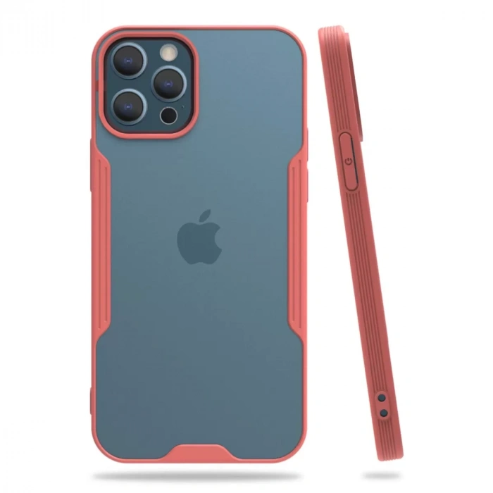 Apple iPhone 12 Pro Max Kılıf Platin Silikon - Pembe