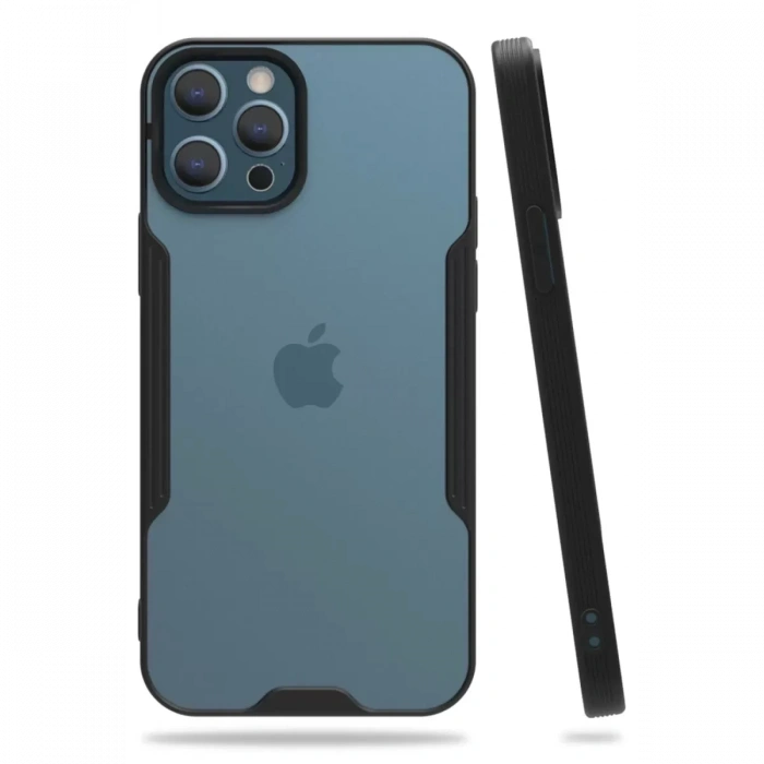 Apple iPhone 12 Pro Max Kılıf Platin Silikon - Siyah