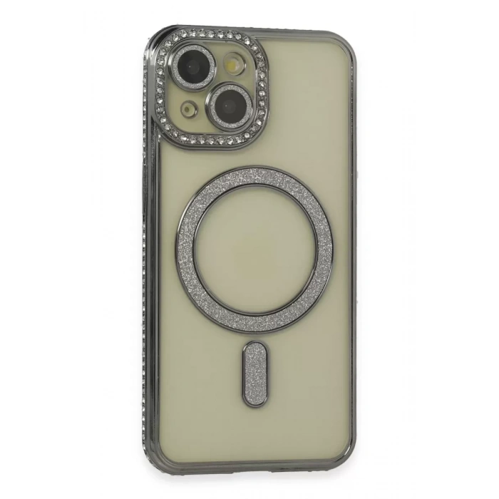 Apple iPhone 13 Kılıf Joke Simli Magneticsafe Kılıf - Gri