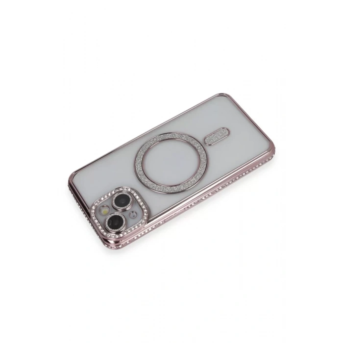 Apple iPhone 13 Kılıf Joke Simli Magneticsafe Kılıf - Pembe