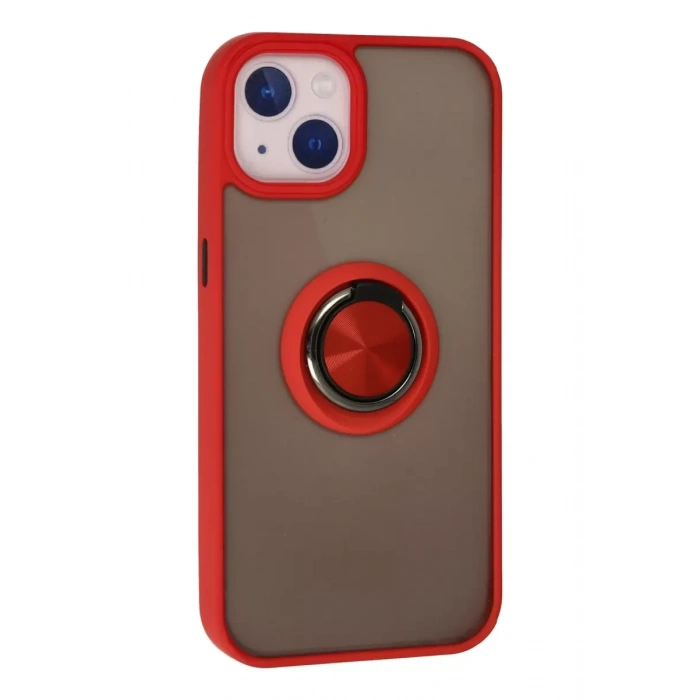 Apple iPhone 13 Kılıf Montreal Yüzüklü Silikon Kapak - Kırmızı