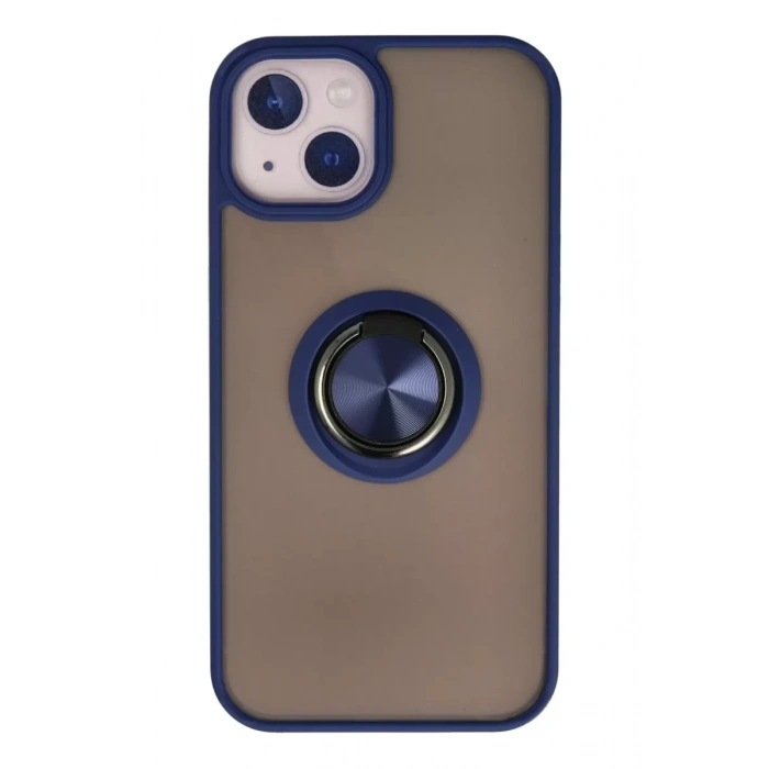 Apple iPhone 13 Kılıf Montreal Yüzüklü Silikon Kapak - Lacivert