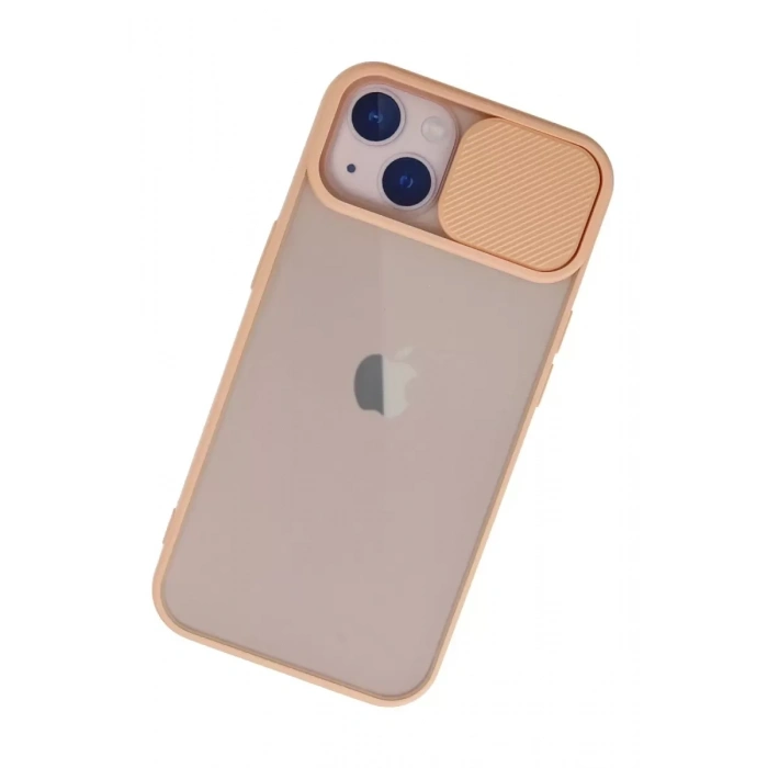 Apple iPhone 13 Kılıf Palm Buzlu Kamera Sürgülü Silikon - Pembe