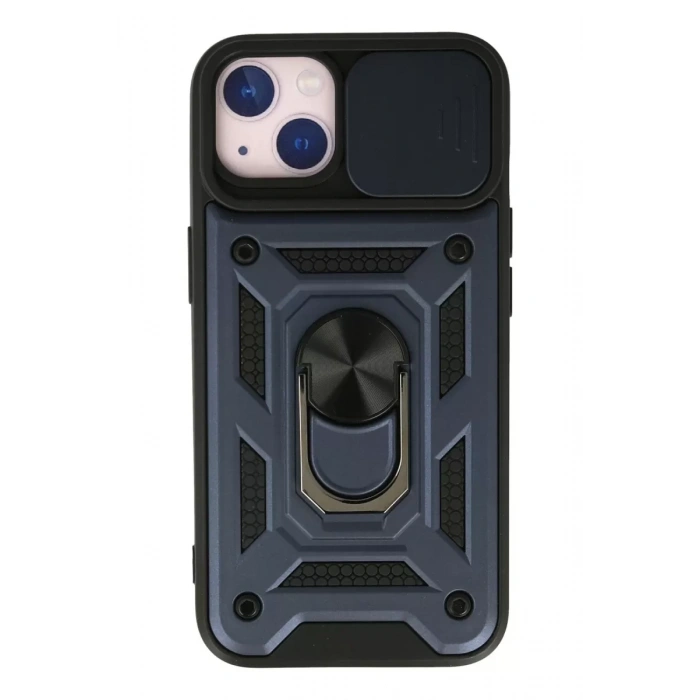 Apple iPhone 13 Kılıf Pars Lens Yüzüklü Silikon - Lacivert