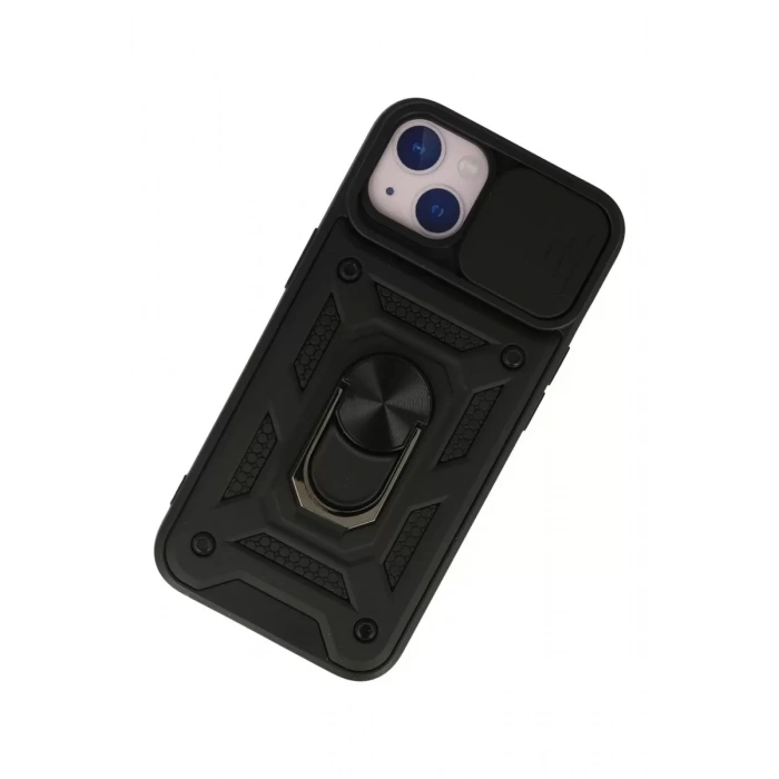 Apple iPhone 13 Kılıf Pars Lens Yüzüklü Silikon - Siyah