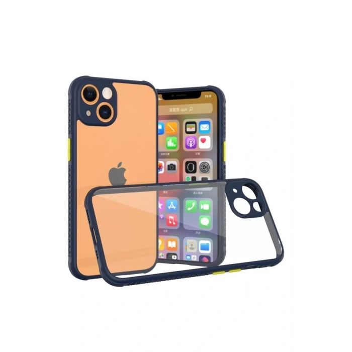 Apple iPhone 13 Mini Kılıf Miami Şeffaf Silikon - Lacivert