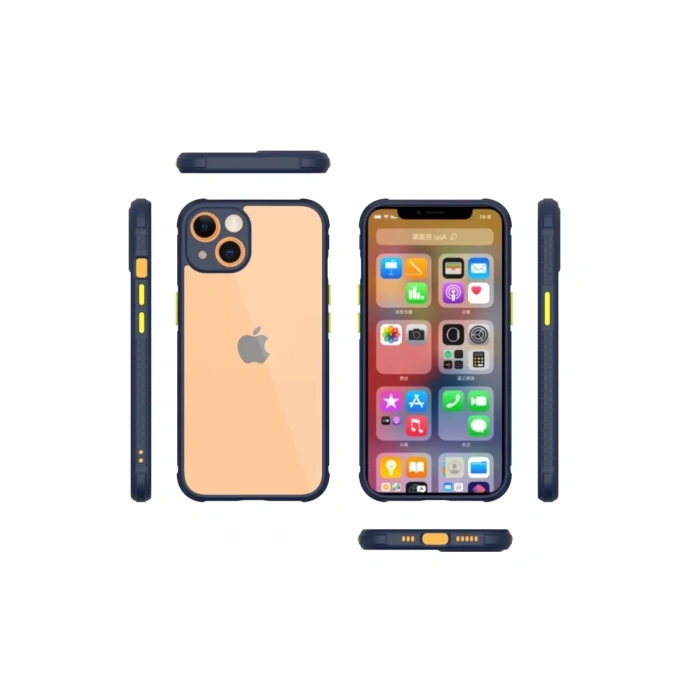 Apple iPhone 13 Mini Kılıf Miami Şeffaf Silikon - Lacivert