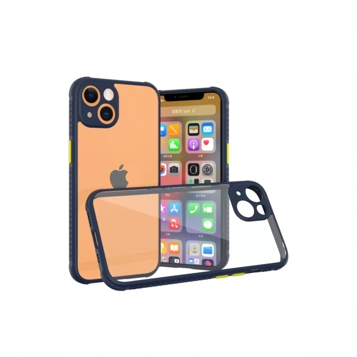 Apple iPhone 13 Mini Kılıf Miami Şeffaf Silikon - Lacivert