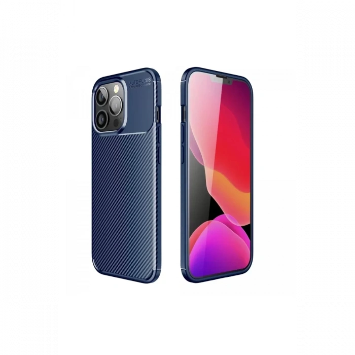 Apple iPhone 13 Pro Kılıf Auto Focus Karbon Kapak - Lacivert