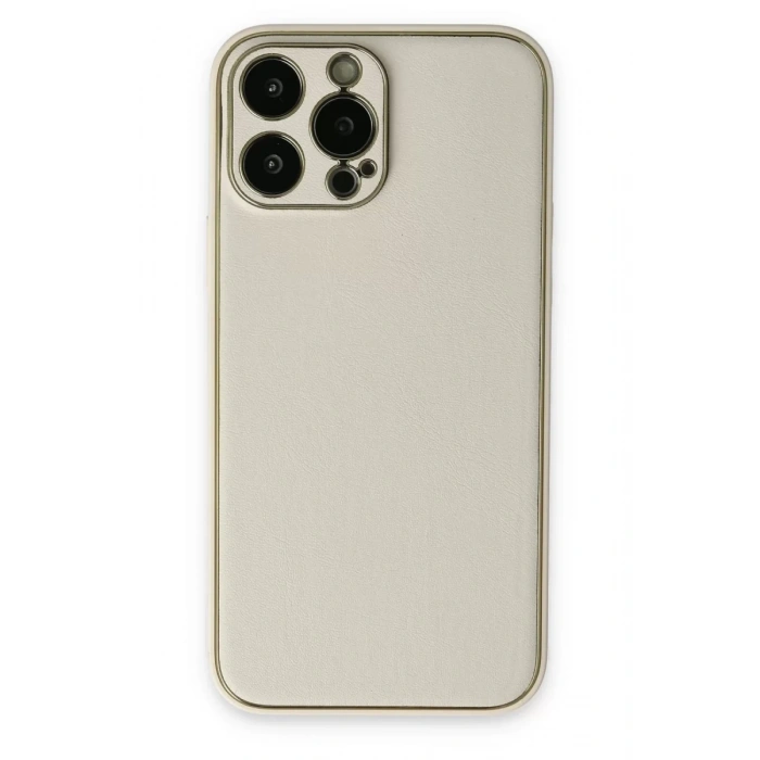 Apple iPhone 13 Pro Kılıf Coco Deri Silikon Kapak - Beyaz