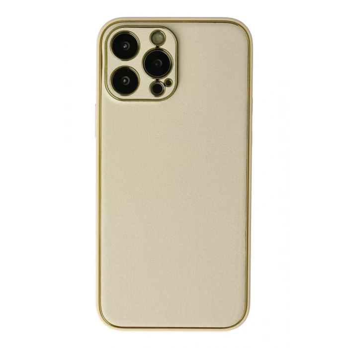 Apple iPhone 13 Pro Kılıf Coco Deri Silikon Kapak - Gold