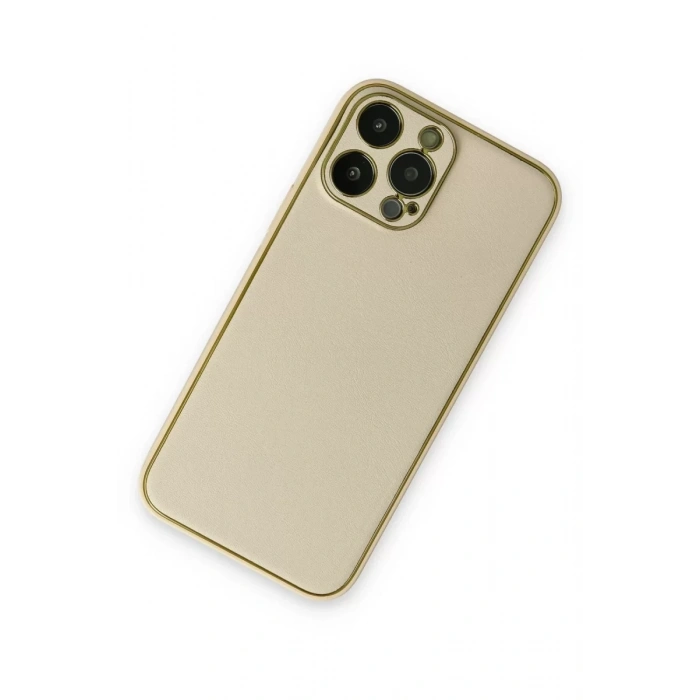 Apple iPhone 13 Pro Kılıf Coco Deri Silikon Kapak - Gold
