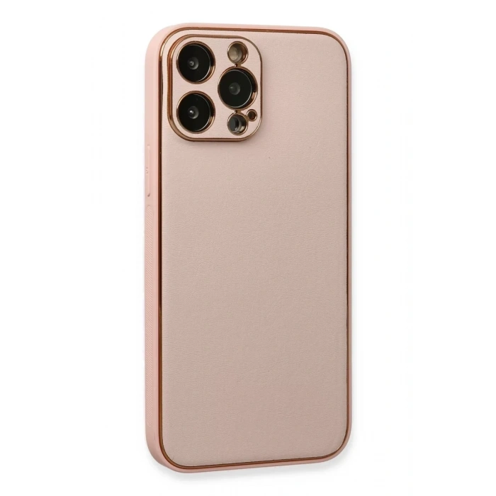 Apple iPhone 13 Pro Kılıf Coco Deri Silikon Kapak - Pembe