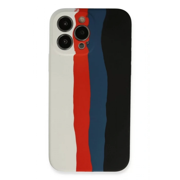 Apple iPhone 13 Pro Kılıf Ebruli Lansman Silikon - Beyaz-Siyah