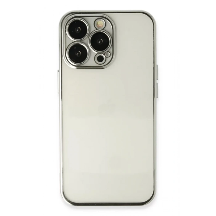 Apple iPhone 13 Pro Kılıf Lensli Silikon - Gümüş
